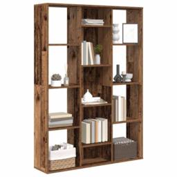 Berkfield Home Room Divider/Book Cabinet Old Wood 100x24x140 cm Engineered Wood in Brown - Size: 100 x 24 x 140 cm - thumbnail 4