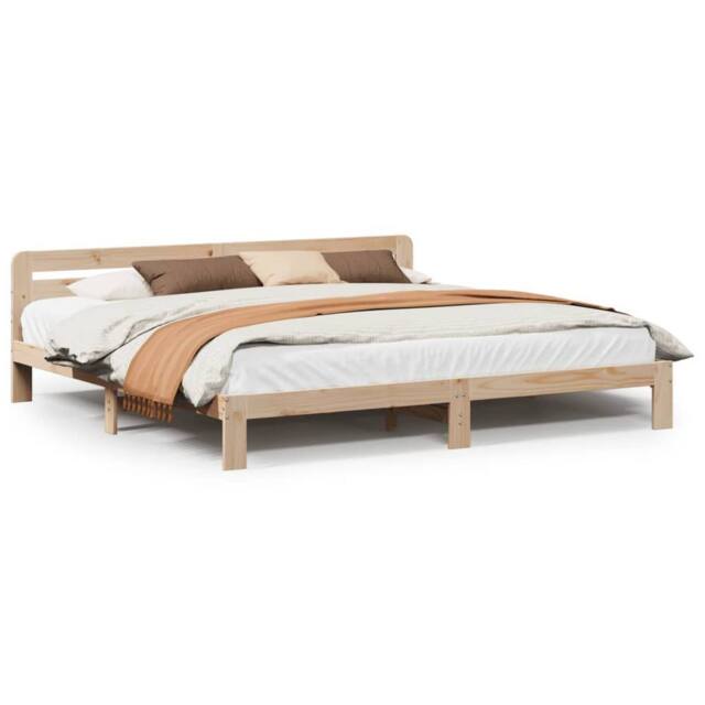 Berkfield Home Bed Frame without Mattress 180x200 cm Super King Solid Wood Pine in Light Brown - image 1