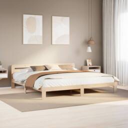 Berkfield Home Bed Frame without Mattress 180x200 cm Super King Solid Wood Pine in Light Brown - thumbnail 2