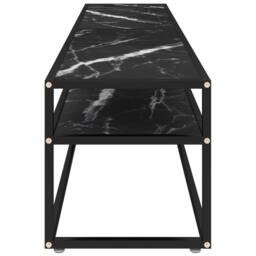 Berkfield Home TV Cabinet Black Marble 180x40x40.5 cm Tempered Glass - thumbnail 4