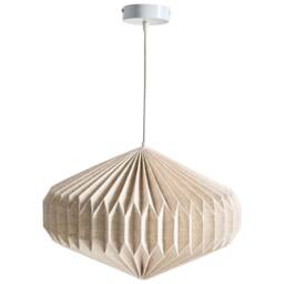 Wyld and Coco Beige Pendant Lamp with Fabric Shade - Modern Living Room Light - thumbnail 4
