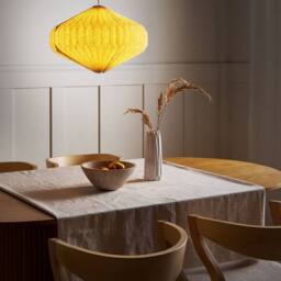 Wyld and Coco Beige Pendant Lamp with Fabric Shade - Modern Living Room Light