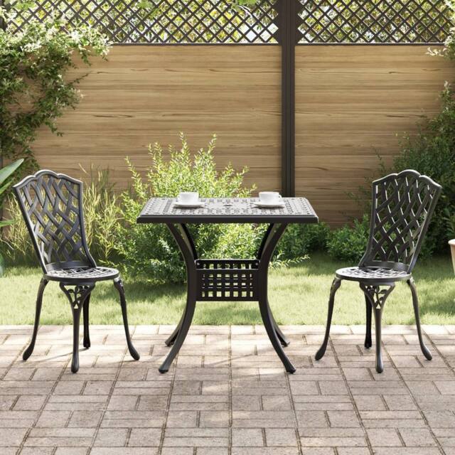 Berkfield Home 3 Piece Garden Bistro Set - Black Cast Aluminium - image 1