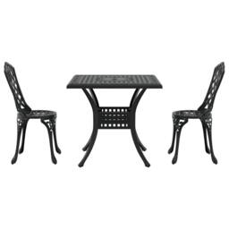 Berkfield Home 3 Piece Garden Bistro Set - Black Cast Aluminium - thumbnail 6