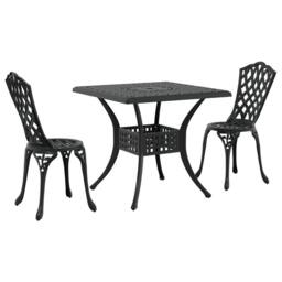 Berkfield Home 3 Piece Garden Bistro Set - Black Cast Aluminium - thumbnail 2