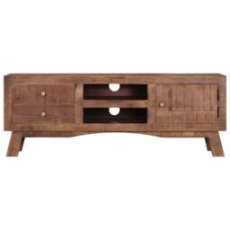 Berkfield Home TV Cabinet 110x30x40 cm Rough Mango Wood in Brown - Size: 110 x 30 x 40 cm - thumbnail 4