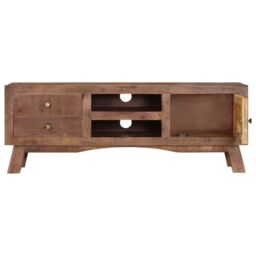 Berkfield Home TV Cabinet 110x30x40 cm Rough Mango Wood in Brown - Size: 110 x 30 x 40 cm - thumbnail 5