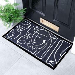 Artsy Mats Face Lines Abstract Indoor & Outdoor Doormat in Black - Size: 40 cm x 70 cm - thumbnail 1