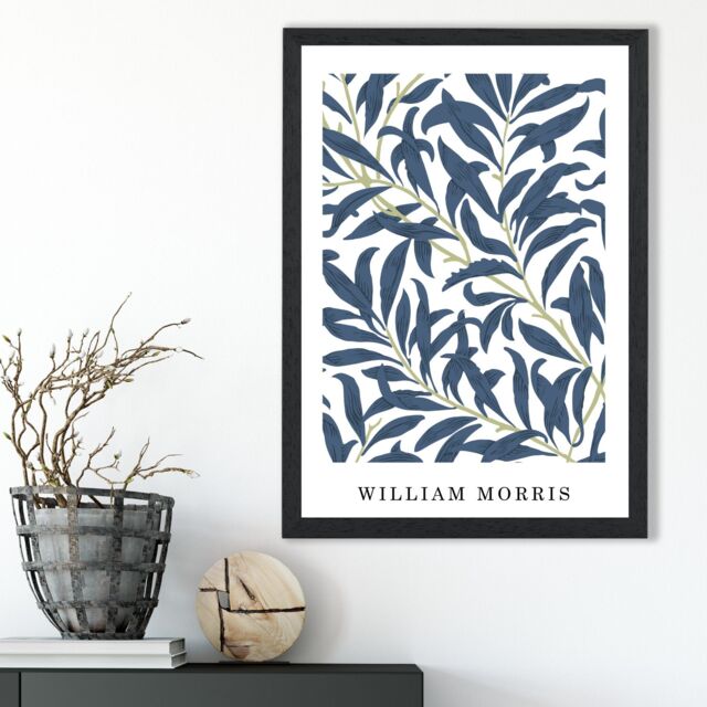 ARTZE William Morris Navy & Green Willow Art Print / Black Frame / SIZE: A3 - Size: A4 - image 1