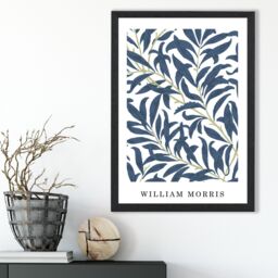 ARTZE William Morris Navy & Green Willow Art Print / Black Frame / SIZE: A3 - Size: A4 - thumbnail 1