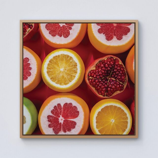 "Warren Reed - Designer Citrus & Pomegranate Framed Canvas in Light Brown - Size: W30"" x H30""" - image 1
