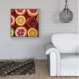 "Warren Reed - Designer Citrus & Pomegranate Framed Canvas in Light Brown - Size: W30"" x H30""" - thumbnail 2