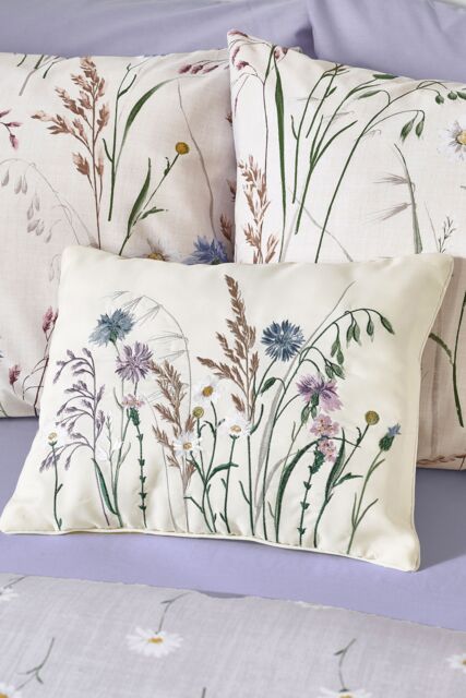 Catherine Lansfield 'Grasmere Floral' Embroidered Cushion in Lilac - Size: 30 cm x 40 cm - image 1