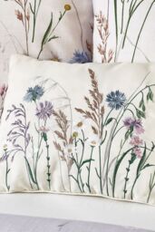Catherine Lansfield 'Grasmere Floral' Embroidered Cushion in Lilac - Size: 30 cm x 40 cm - thumbnail 2