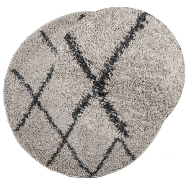 Berkfield Home Shaggy Rug PAMPLONA High Pile Modern Beige & Anthracite √ò 100 cm - Size: Medium - image 1