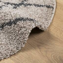 Berkfield Home Shaggy Rug PAMPLONA High Pile Modern Beige & Anthracite √ò 100 cm - Size: Medium - thumbnail 6