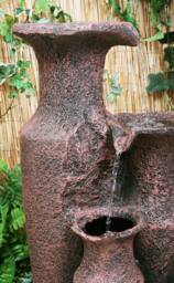 Primrose Garden Patio Outdoor Water Feature Sama Cascading Jars Polyresin H84cm in Copper - thumbnail 2