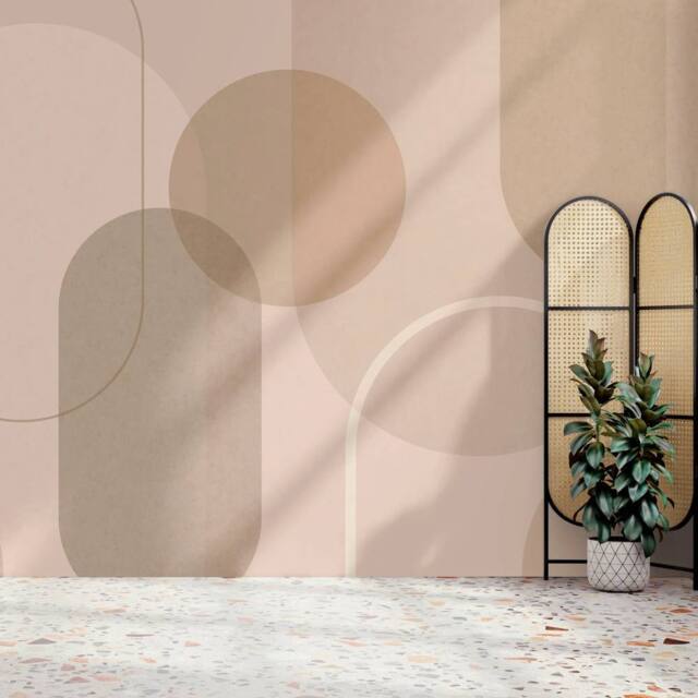 Superfresco Easy Arched Geo Muted Neutral Print To Order 3m x 2.8m Mural in Beige - image 1