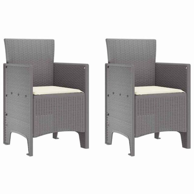 Berkfield Home Garden Chair Set of 2 Light Grey & Cream White Polypropylene - image 1