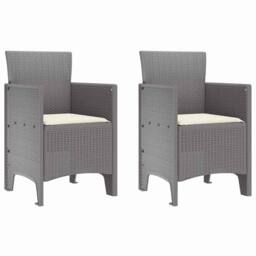 Berkfield Home Garden Chair Set of 2 Light Grey & Cream White Polypropylene - thumbnail 1