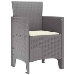 Berkfield Home Garden Chair Set of 2 Light Grey & Cream White Polypropylene - thumbnail 4