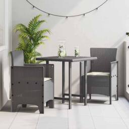 Berkfield Home Garden Chair Set of 2 Light Grey & Cream White Polypropylene - thumbnail 2