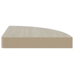 Berkfield Home Wall Corner Shelves 4 pcs Oak & White 35x35x3.8 cm MDF in Brown - thumbnail 6
