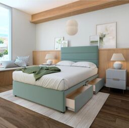 Bedmaster Memory Maestro Memory Foam Plush Velvet Divan Set in Duck Egg Blue - Size: Double - thumbnail 2