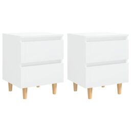 Berkfield Home Bed Cabinets & Pinewood Legs 2 pcs High Gloss White 40x35x50cm - Size: 40 x 35 x 50 cm - thumbnail 2