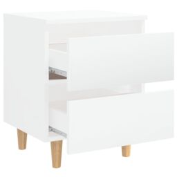 Berkfield Home Bed Cabinets & Pinewood Legs 2 pcs High Gloss White 40x35x50cm - Size: 40 x 35 x 50 cm - thumbnail 6
