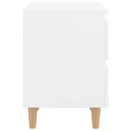 Berkfield Home Bed Cabinets & Pinewood Legs 2 pcs High Gloss White 40x35x50cm - Size: 40 x 35 x 50 cm - thumbnail 5