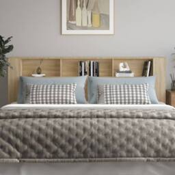 Berkfield Home Headboard Cabinet Sonoma Oak 220x18.5x104.5 cm in Tan