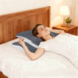 Lavio Ergonomic Butterfly Neck Pillow Side Back Stomach Sleepers Washable in Grey - thumbnail 3
