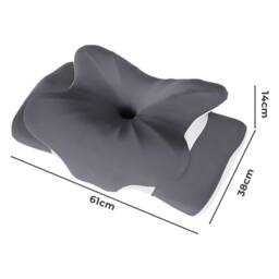 Lavio Ergonomic Butterfly Neck Pillow Side Back Stomach Sleepers Washable in Grey - thumbnail 4
