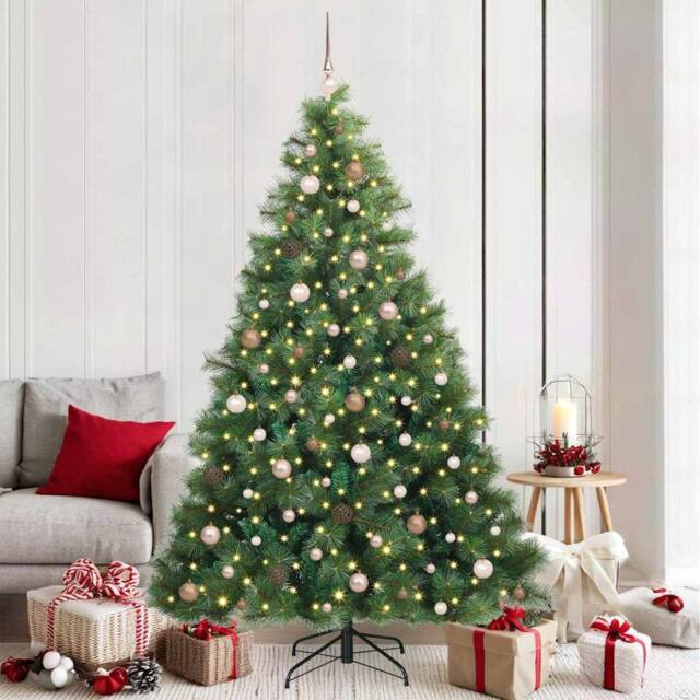 Berkfield Home Artificial Christmas Tree with 300 LEDs Green 210 cm PE & PVC - image 1