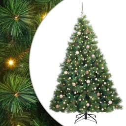 Berkfield Home Artificial Christmas Tree with 300 LEDs Green 210 cm PE & PVC - thumbnail 2
