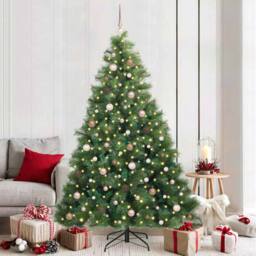 Berkfield Home Artificial Christmas Tree with 300 LEDs Green 210 cm PE & PVC - thumbnail 1