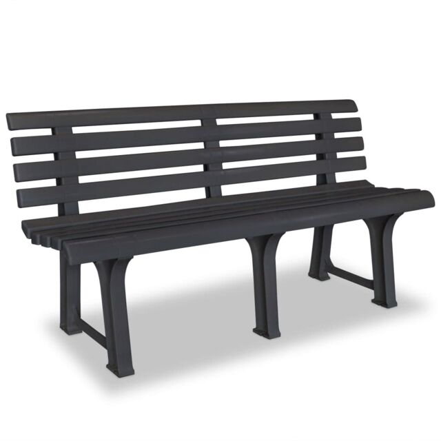 Berkfield Home Garden Bench 145.5 cm Plastic Anthracite in Black - image 1
