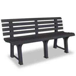 Berkfield Home Garden Bench 145.5 cm Plastic Anthracite in Black - thumbnail 1