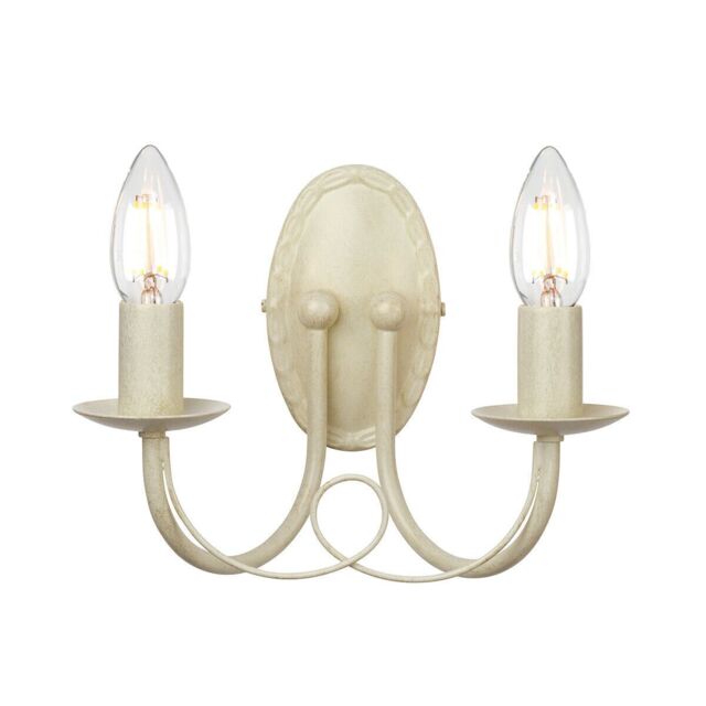 Loops Twin Wall Light Sconce Looped Metal Drapes Double Ivory Gold LED E14 60W Bulb