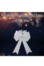 VFM e-Store Tinsel Bow light Up Christmas Decoration X 1 29cm x 43cm x 10cm White - Size: 29 cm x 43 cm x 10 cm - thumbnail 3