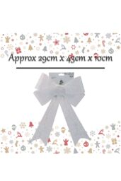 VFM e-Store Tinsel Bow light Up Christmas Decoration X 1 29cm x 43cm x 10cm White - Size: 29 cm x 43 cm x 10 cm - thumbnail 2