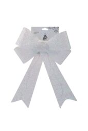 VFM e-Store Tinsel Bow light Up Christmas Decoration X 1 29cm x 43cm x 10cm White - Size: 29 cm x 43 cm x 10 cm - thumbnail 1