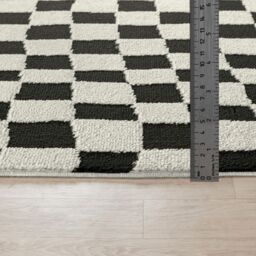 Livabliss Freud-Modern Black Ivory Brown High Pile Checkered Living Dining Rug - Size: 120 cm x 170 cm - thumbnail 7