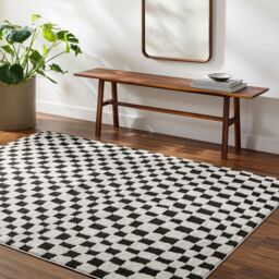 Livabliss Freud-Modern Black Ivory Brown High Pile Checkered Living Dining Rug - Size: 120 cm x 170 cm - thumbnail 8