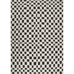 Livabliss Freud-Modern Black Ivory Brown High Pile Checkered Living Dining Rug - Size: 120 cm x 170 cm - thumbnail 2