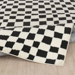Livabliss Freud-Modern Black Ivory Brown High Pile Checkered Living Dining Rug - Size: 120 cm x 170 cm - thumbnail 4