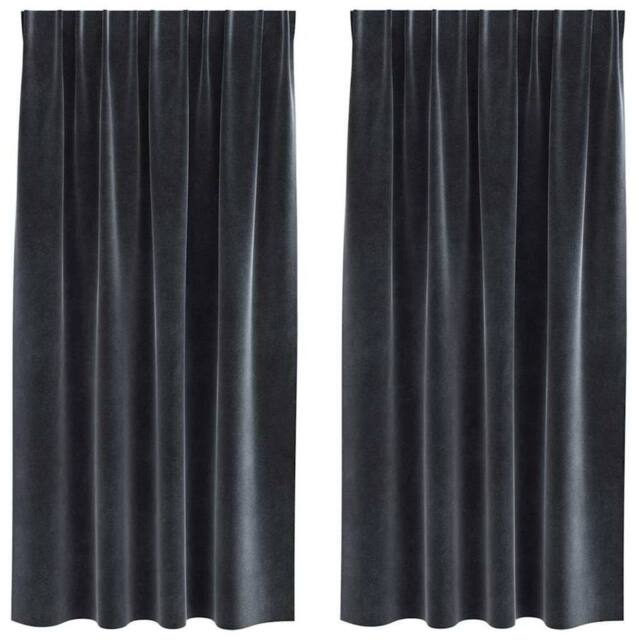 Berkfield Home Blackout Curtains with Top Tape 2 pcs Dark Grey Velvet - image 1