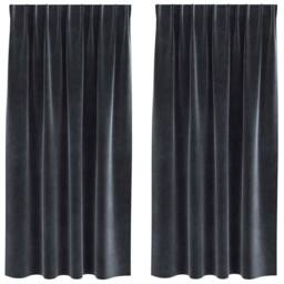 Berkfield Home Blackout Curtains with Top Tape 2 pcs Dark Grey Velvet - thumbnail 1