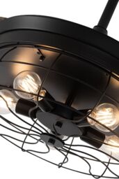 Living and Home 3 Blade Caged Farmhouse Style Fan Ceiling Light in Black - thumbnail 6